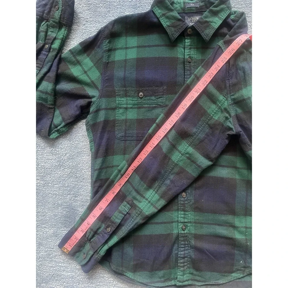 J Crew Shirt Men L Blue Green Slim Blackwatch Plaid Tartan Outdoors Country‎